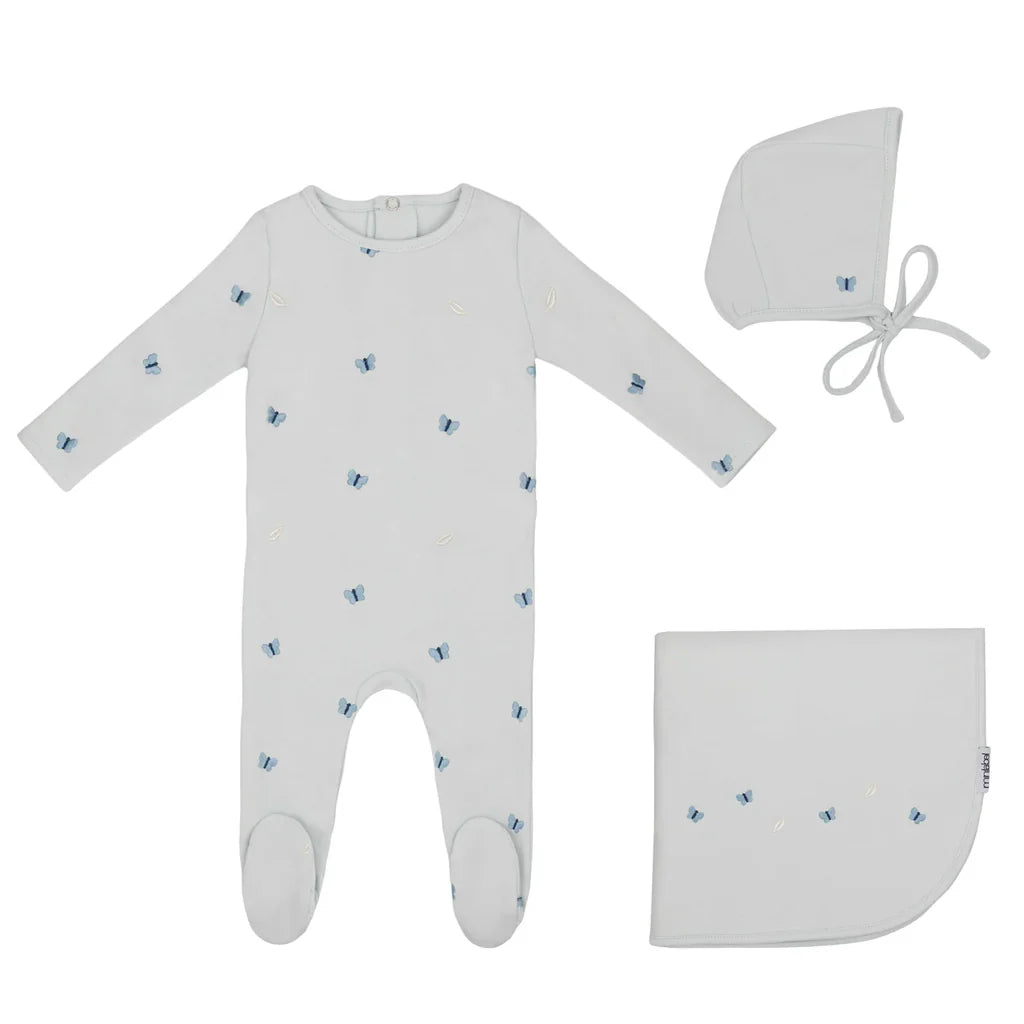Embroidered leaf set layette set