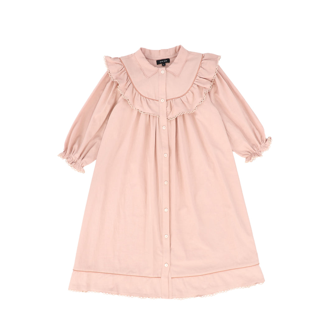 Cotton contrast trim dress - Pink
