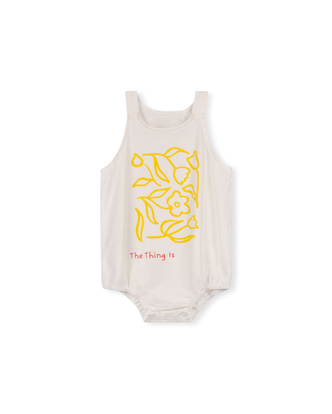 Main strap big print romper - white