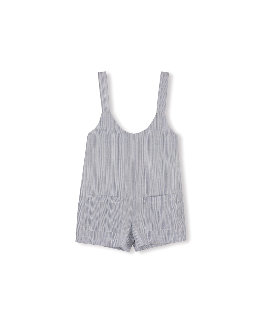 Linen stripe boy romper - stripe