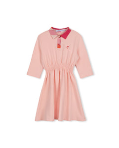 Print collar t-shirt dress - Pink