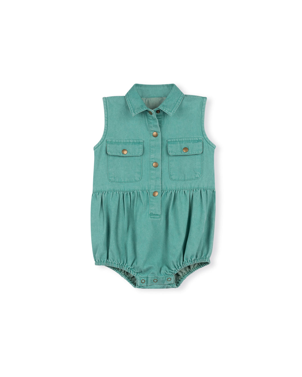 Gabe denim halter romper - Green