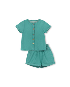Gabe denim shirt and shorts - Green