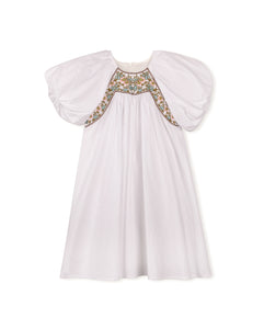 Popelin embroidery chest detail dress - white