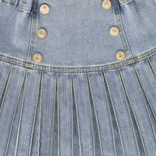 Load image into Gallery viewer, Low cut denim pleated skirt - lt blue denim
