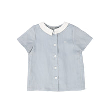 Load image into Gallery viewer, Linen trim collared shirt - Light blue

