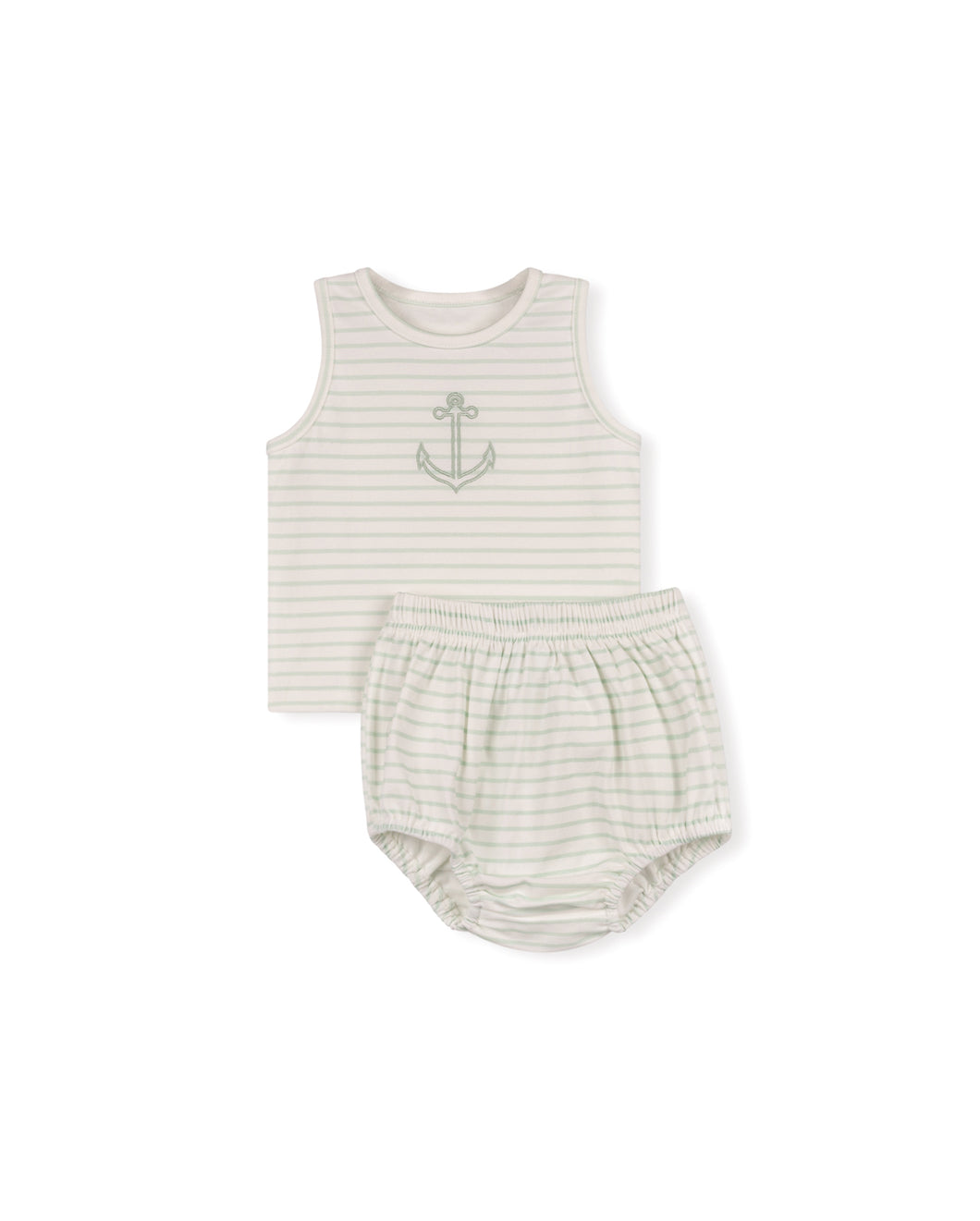 Dice pastel striped anchor tee and bloomers - mint