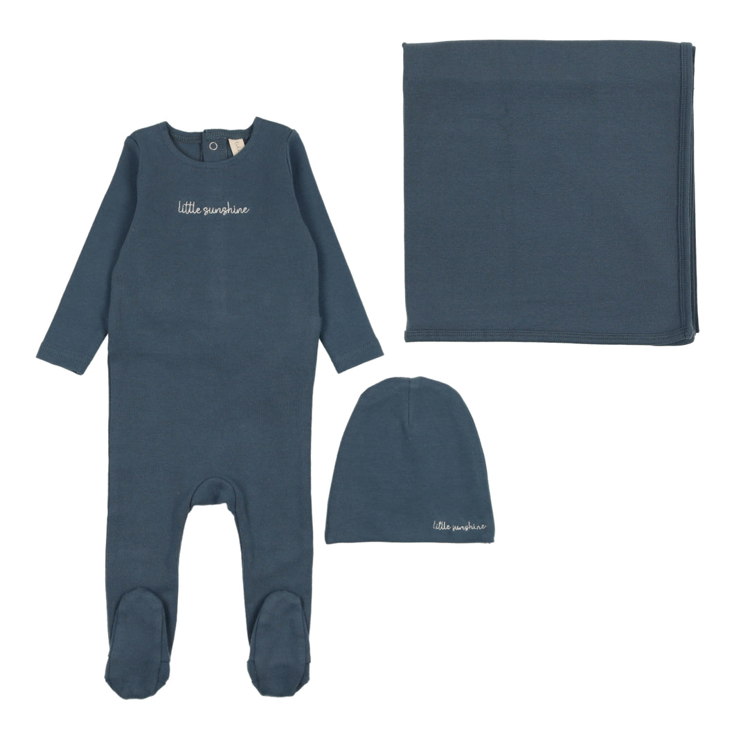 Cotton word layette set - off navy