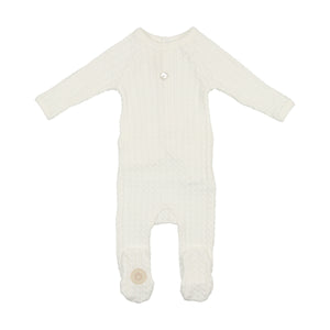 Cable knit footie - Ivory
