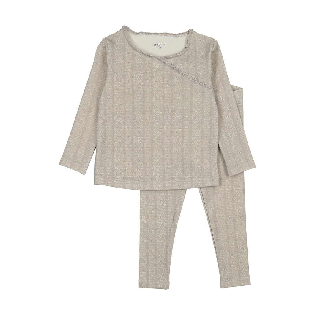 Cable stitch wrap loungewear - Oat