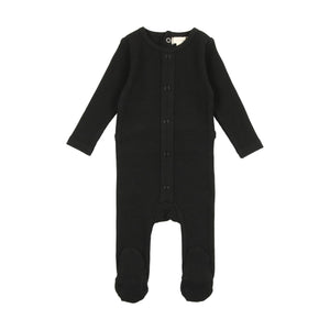 Cardigan footie and bonnet - black