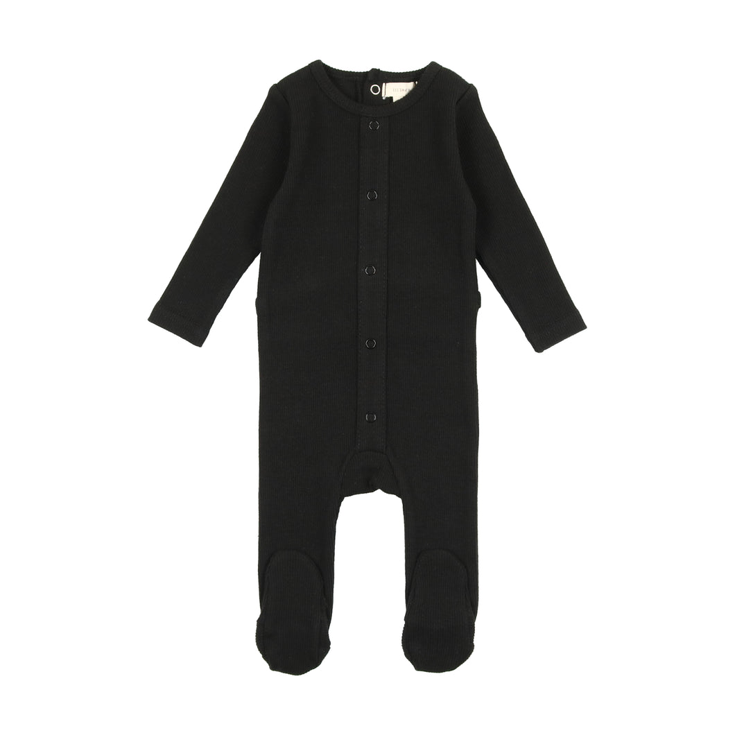 Cardigan footie and bonnet - black