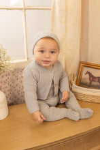 Load image into Gallery viewer, Chenille cardigan footie and beanie - Mid grey
