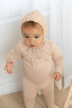 Load image into Gallery viewer, Chevron knit footie and bonnet - Mauve
