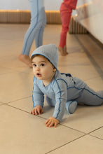 Load image into Gallery viewer, Classic ribbed footie and beanie - coastal blue

