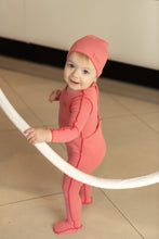 Load image into Gallery viewer, Classic ribbed footie and beanie - bright coral
