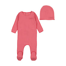 Load image into Gallery viewer, Classic ribbed footie and beanie - bright coral
