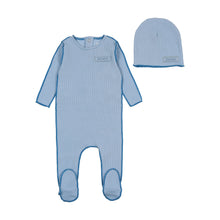 Load image into Gallery viewer, Classic ribbed footie and beanie - coastal blue
