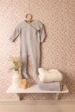 Load image into Gallery viewer, Classic stitch velour footie and bonnet - Dusty blue
