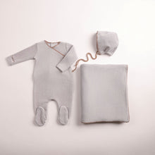 Load image into Gallery viewer, Classic stitch velour layette set - Dusty blue
