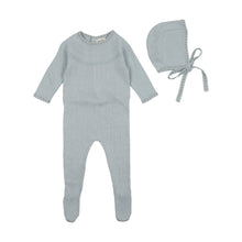 Load image into Gallery viewer, Contrast stitch knit layette set - Sky blue
