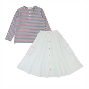 Striped Umbrella Set - White