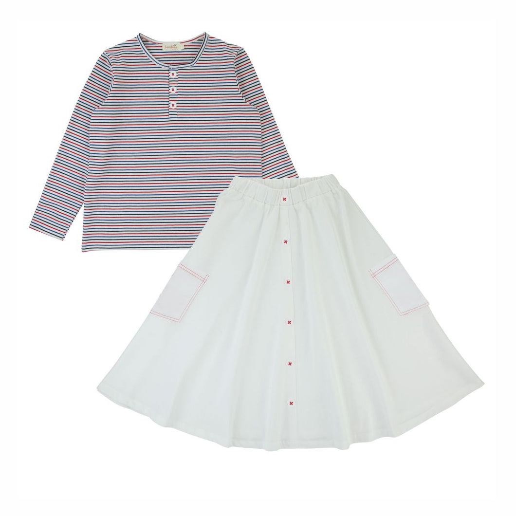 Striped Umbrella Set - White