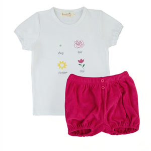 Terry and denim 2 pc set - girls pink