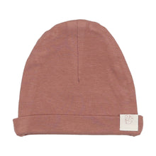 Load image into Gallery viewer, Velour bunny footie and cotton beanie with flower - rosewood
