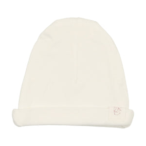 Velour bunny footie and cotton beanie with flower - white