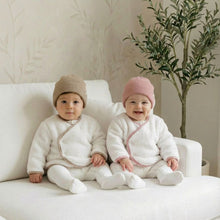 Load image into Gallery viewer, Cozy wrap jacket &amp; Hat Set - Ivory and pink
