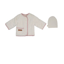 Load image into Gallery viewer, Cozy wrap jacket &amp; Hat Set - Ivory and pink
