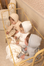 Load image into Gallery viewer, Cradle scene footie and bonnet - Crisp blue
