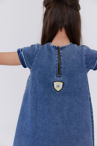 Stitch patch dress - Blue