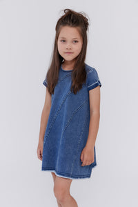 Stitch patch dress - Blue