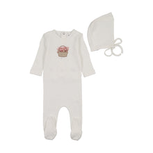 Load image into Gallery viewer, Crochet Basket Footie/Bonnet-Chalk White Girls
