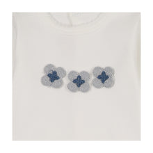 Load image into Gallery viewer, Crochet Patch Layette Set - Ivory and blue

