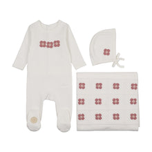 Load image into Gallery viewer, Crochet Patch Layette Set - Ivory and pink
