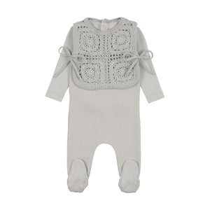 Crochet pullover vest layette set - london fog