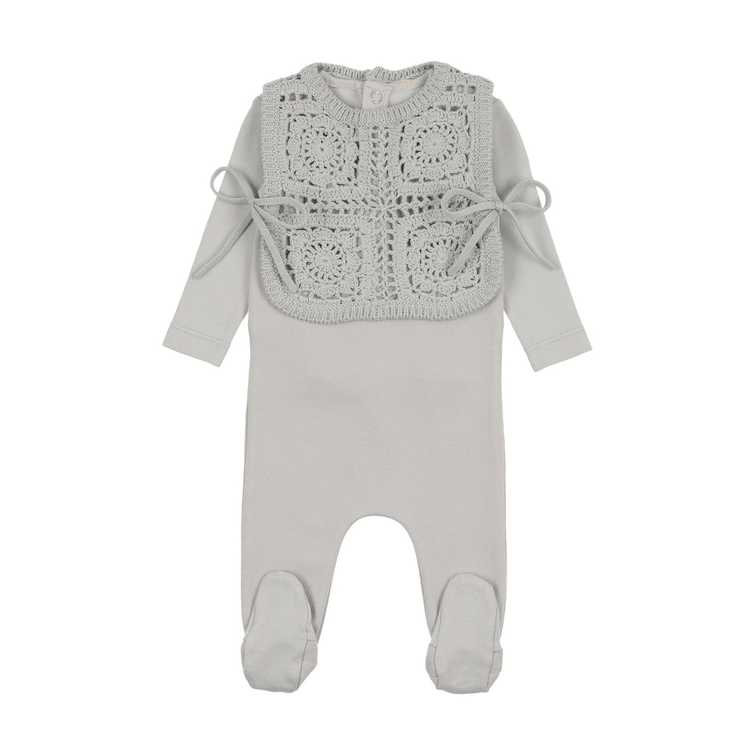 Crochet pullover vest footie and bonnet - london fog