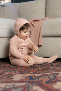 Pointelle wrap layette set - tea rose