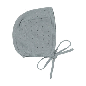 Dotted knit footie and bonnet - Blue