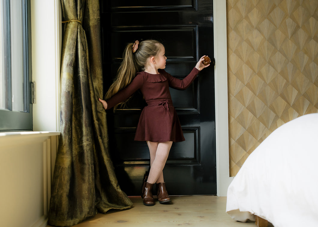 Ruffle rib shirt - burgundy