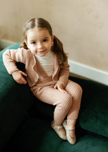 Load image into Gallery viewer, Waffle knit long overalls - dusty pink
