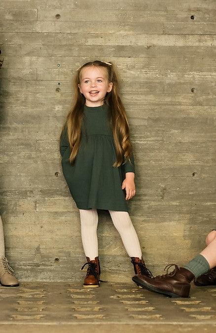 Rib mockneck dress - green