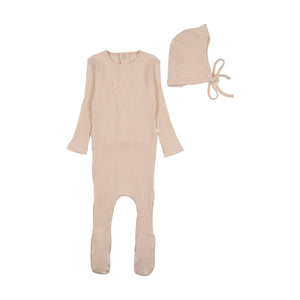 Dainty rope pointelle layette set - Champagne pink