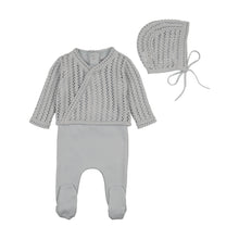 Load image into Gallery viewer, Dainty sweater outfit layette set - London fog
