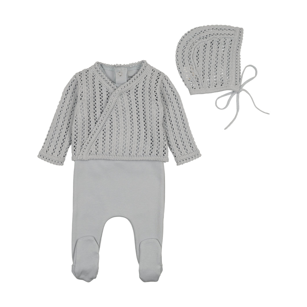 Dainty sweater outfit layette set - London fog