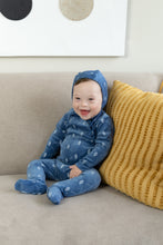 Load image into Gallery viewer, Diamond cone footie and beanie - Blue sea
