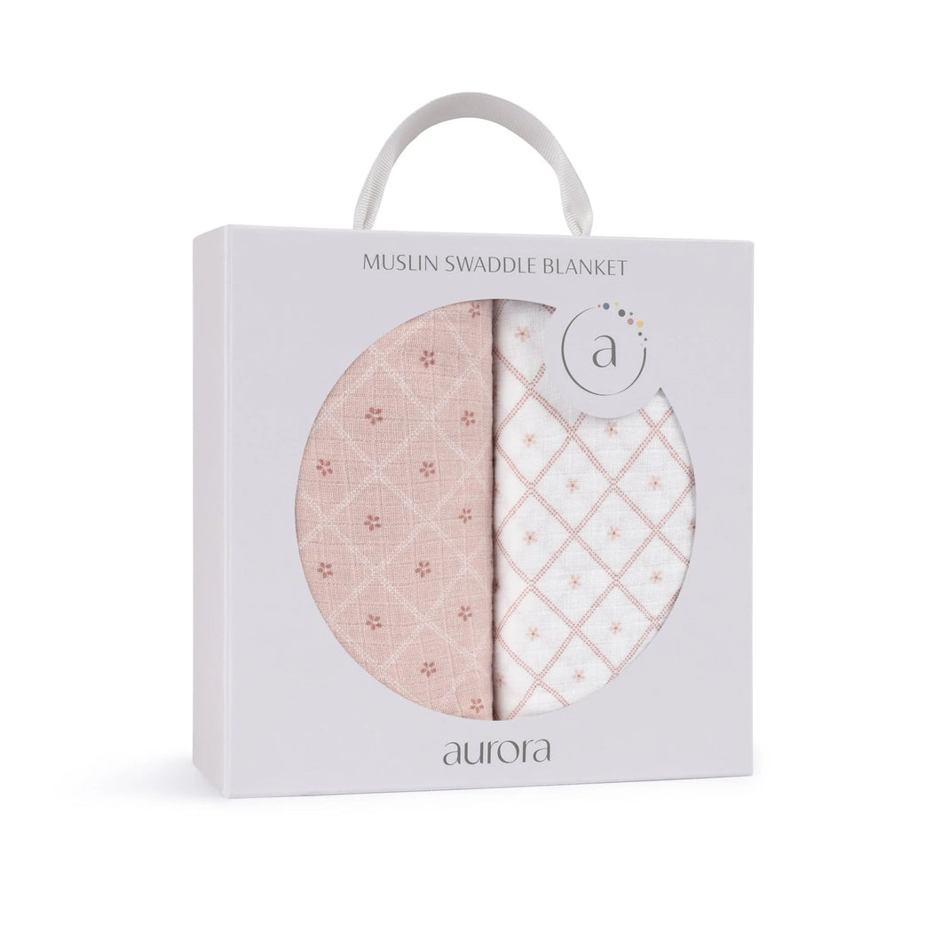 2 Pack Muslin Swaddles - Pink